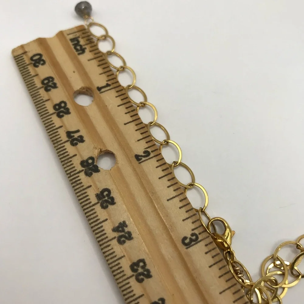 Elegant Long Gold-Tone and Faux Stone Pendant Necklace - Picture 7 of 11